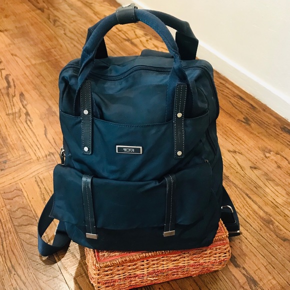 tumi leather backpack womens